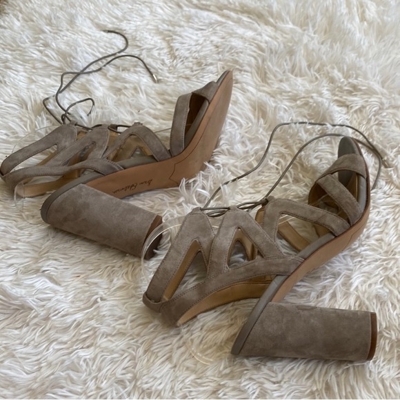 Womens Straps gladiator chunk high heels suede sandals/booties, Size: 9.5 - Picture 3 of 7